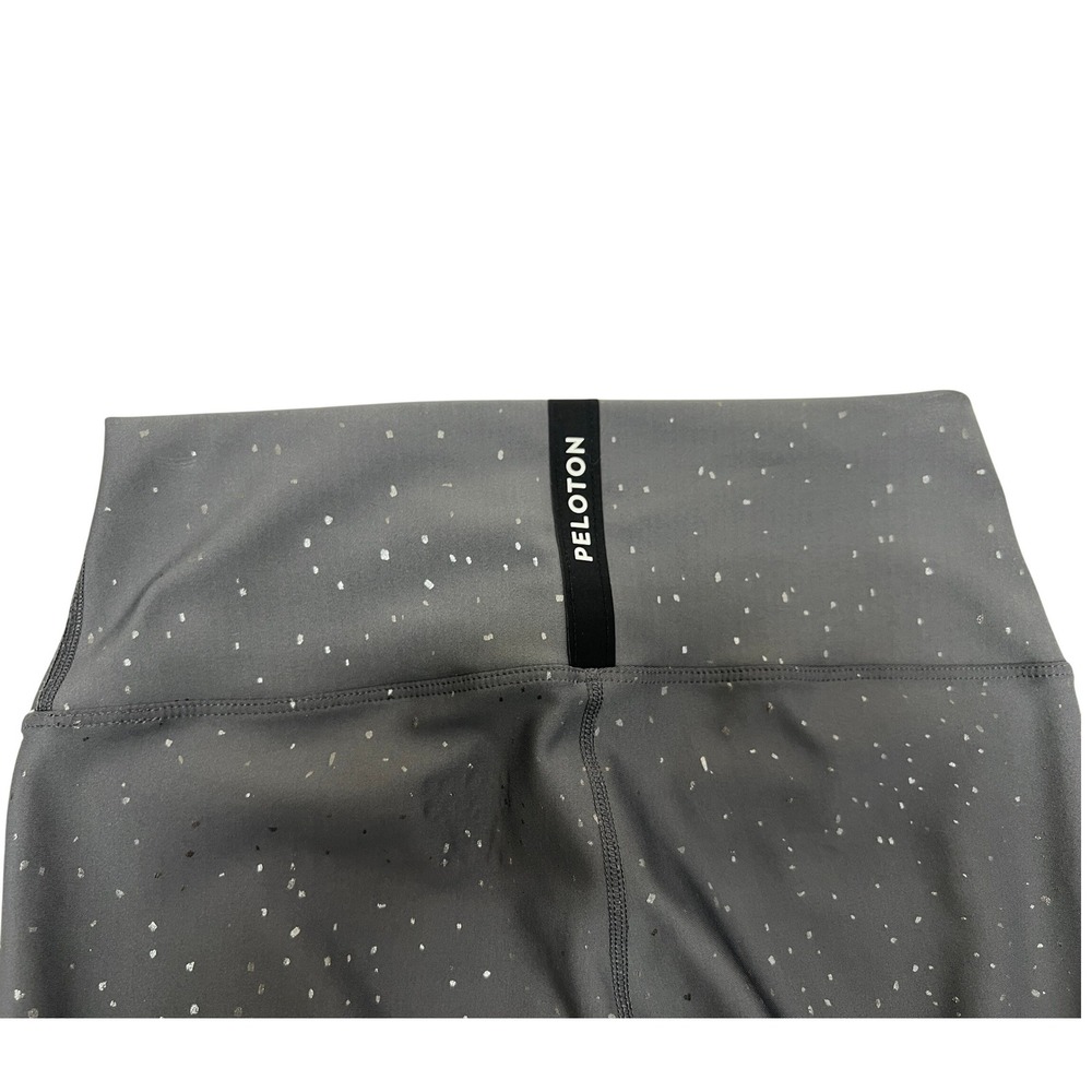Peloton Legging Womens Large Gray Excellent Silver Foil Splatter Athletic Tights - Picture 4 of 5